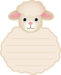 Cute sheep card tag label