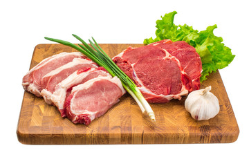 Fresh raw beef on cutting board
