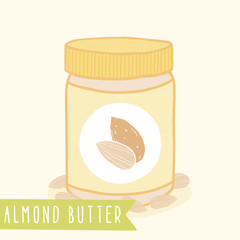 Almond butter in jar.