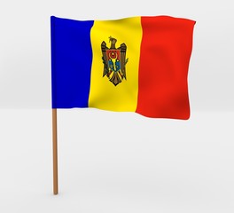 Moldova isolated windy flag on a brown mast 3d illustration