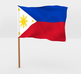 Philippines isolated windy flag on a brown mast 3d illustration