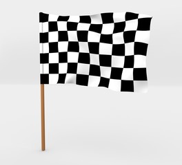 Race isolated windy flag on a brown mast 3d illustration