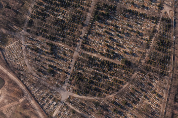 Fototapeta premium aerial view of graveyard