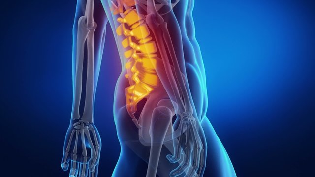 Man in motion focused on spine