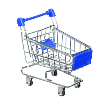 blue shopping cart isolated on white background