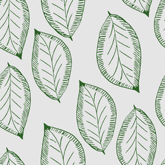 Seamless pattern with leaves plants