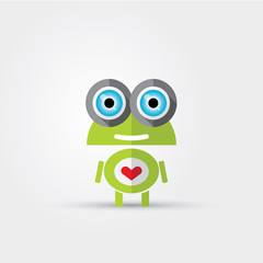 Cartoon Character Cute green Robot