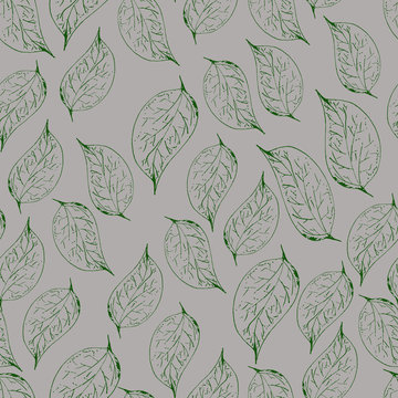 Seamless pattern with leaves plants