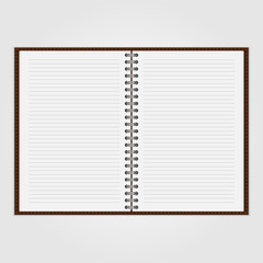 Vector open blank notebook and reminder note.