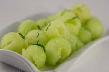 Melon Balls on Dish