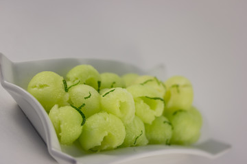 Melon Balls on Dish