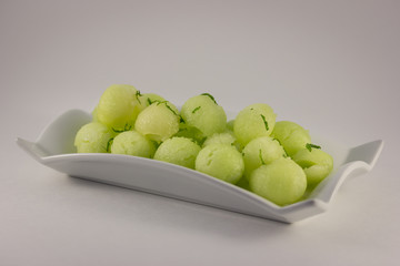 Melon Balls on Dish