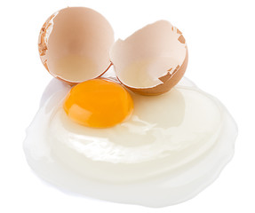 Broken egg isolated on white background