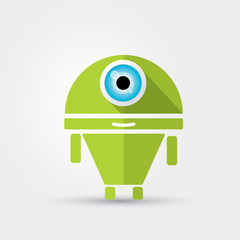 Cartoon Character Cute green Robot