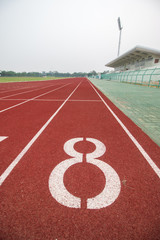 Start track number 8 on red running track.