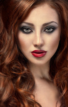 Beautiful woman with posh red hair