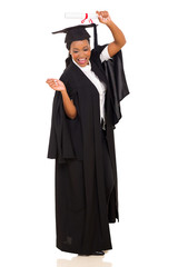 female african american graduate celebrating