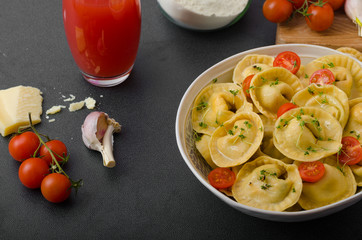 Homemade big tortellini