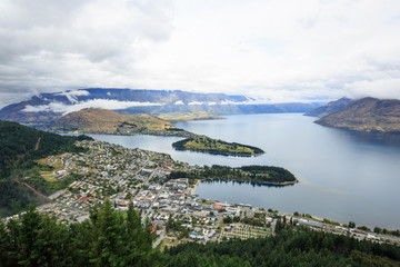 Aerial panorama of Queenstown