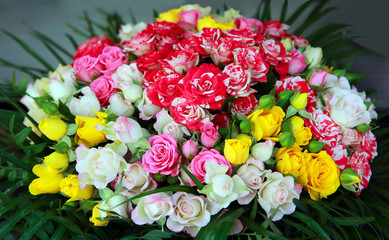 Beautiful bouquet of flowers in the shop