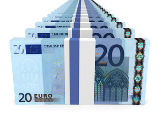 Stacks of money. Twenty euros.