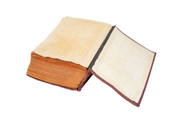 Dirty antique book, isolated on white background