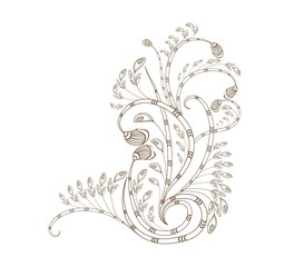 Stylish floral background, hand drawn retro flowers