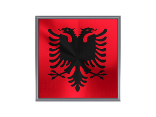Square metal button with flag of albania