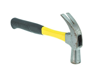 Old hammer isolated on white
