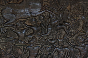 Detail wall decorations of Angkor Wat. Cambodia