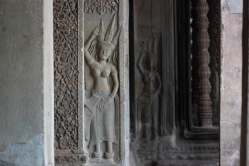 Detail wall decorations of Angkor Wat. Cambodia