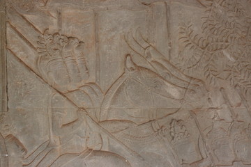 Detail wall decorations of Angkor Wat. Cambodia