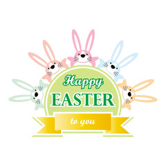 happy easter to you bunny cartoon greeting card