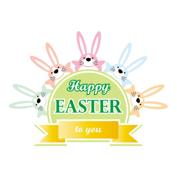 happy easter to you bunny cartoon greeting card