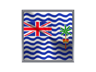 Fototapeta premium Square metal button with flag of british indian ocean territory