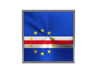 Square metal button with flag of cape verde
