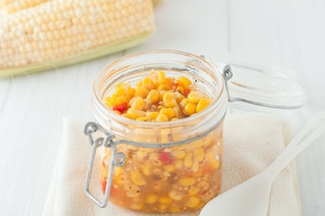 homemade sweet corn and peppers