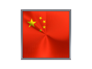 Square metal button with flag of china