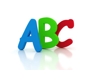 A B C red green and blue 3d letters