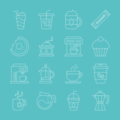 Coffee line icon set