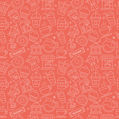 Coffee line icon pattern set