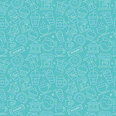 Coffee line icon pattern set