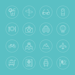 Travel line icon set