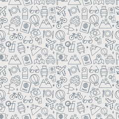 Travel line icon pattern set