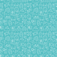Travel line icon pattern set