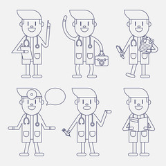 Character illustration design. Doctor set cartoon