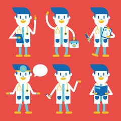 Character illustration design. Doctor set cartoon
