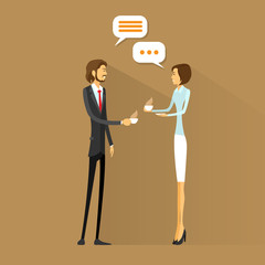 business people drink coffee, chatting talking on break flat