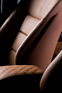 Leather Car Seat Close Up Photo