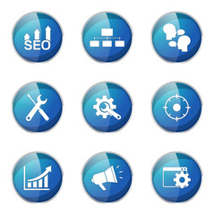 SEO Internet Sign Blue Vector Button Icon Design Set 5